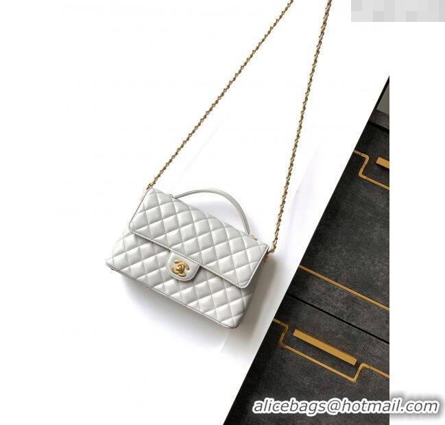 Super Quality Chanel Lambskin Medium Flap Bag with Top Handle AS5356 Grey 2025