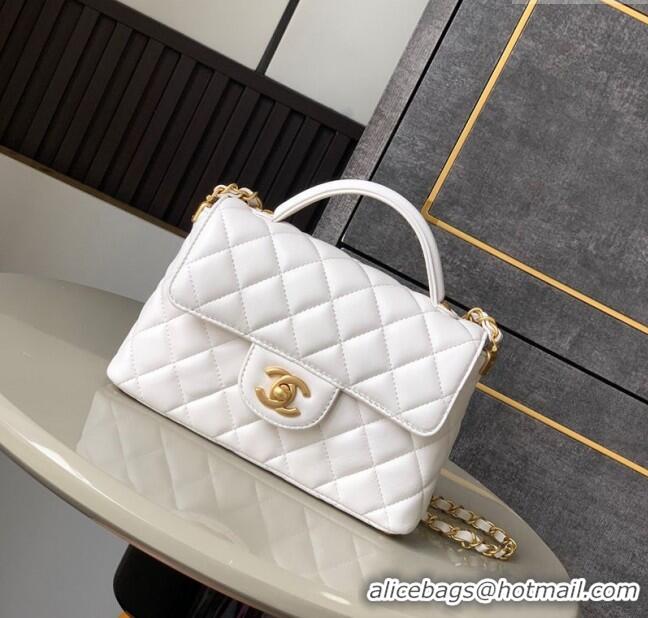 Shop Grade Chanel Lambskin Small Flap Bag with Top Handle AS5355 White 2025