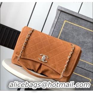 Promotional Chanel Vintage Litchi-Grained Calfskin Suede Flap Bag with Pouch AS6068 Brown 2025