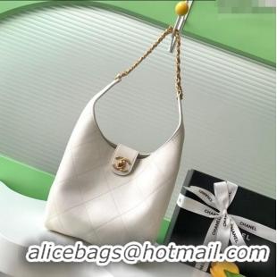 Free Shipping Discount Chanel Lambskin Hobo Bag AS5403 White 2025