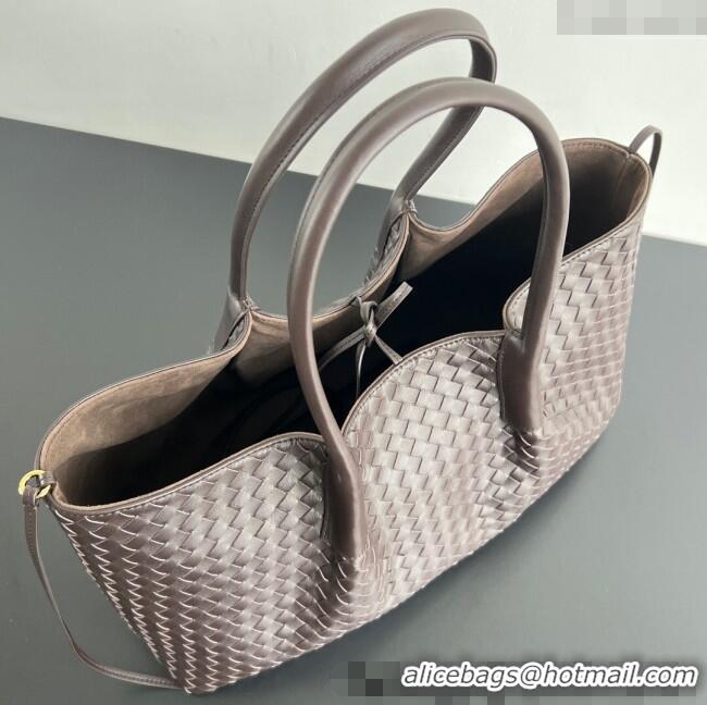 Famous Brand Bottega Veneta Medium Pinacoteca Tote Bag in Intrecciato Leather 817166 Fondant Brown 2025