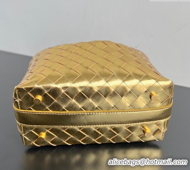 Top Grade Bottega Veneta Mini Wallace Shoulder Bag in Intrecciato Soft Calfskin Leather 754443 Gold-Tone 2025