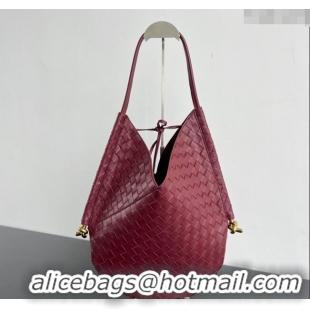 Buy Fashionable Bottega Veneta Medium Solstice Shoulder Bag in Intrecciato Leather 740990 Barolo Red 2025