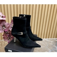 Good Quality Saint Laurent Lee Heel Ankle Boots 7.5cm in Suede Black 1226123