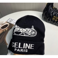 Well Crafted Celine Knit Hat with Logo 1129 Black 2024