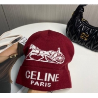 Buy Inexpensive Celine Knit Hat with Logo 1129 Red 2024