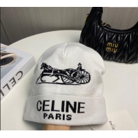 Top Grade Celine Knit Hat with Logo 1129 White 2024