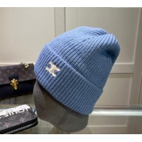 Luxury Discount Celine Triomphe Knit Hat 1129 Light Blue 2024