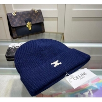 Best Price Celine Triomphe Knit Hat 1129 Navy Blue 2024