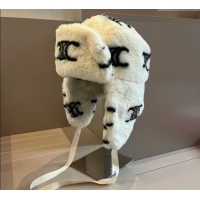 Well Crafted Celine Snow Logo Rabbit Fur Chapka Hat 0114 White 2025