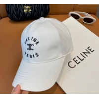 Top Design Celine Triomphe Logo Baseball Hat 0115 White 2025