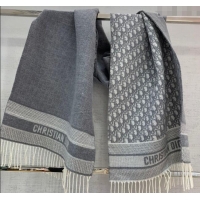 Luxury Cheap Dior Cashmere Long Scarf with Fringe 45x200cm 0111 Grey 2024