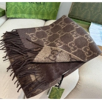 Super Quality Gucci GG Cashmere Long Scarf 47x200cm 0912 Brown 2024