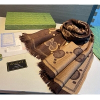 Best Price Gucci Maxi GG Wool Long Scarf 45x190cm 1128 Brown 2024