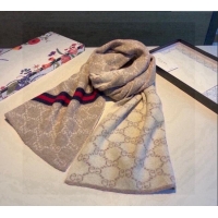 Super Quality Gucci GG Knit Long Scarf 30x180cm with Web 1128 Beige 2024