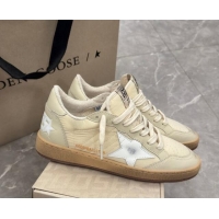 Good Quality Golden Goose Ball Star Sneakers in beige fabric and leather with white star 1224017