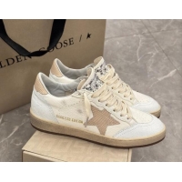 Best Product Golden Goose Ball Star Sneakers in cream white leather with apriot star and heel 1224018