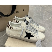 Durable Golden Goose Super-Star Sneakers in white leather with leopard print pony skin heel tab 1224021