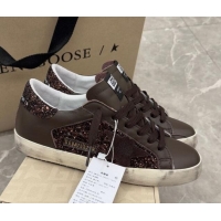 Big Discount Golden Goose Women's Super-Star Sneakers in brown glitter with suede star and leather inserts 0221002