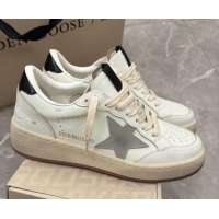 Perfect Golden Goose Women's Ball Star 2 Sneakers with grey suede star and glossy black leather heel tab 0221011