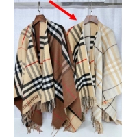 Big Discount Burberry Contrast Check Wool Cashmere Cape 140x140cm 0821 Beige 2024