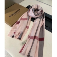 New Design Burberry Check Cashmere Long Scarf 70x200 0821 Pink 2024