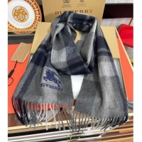 Good Taste Burberry Check Cashmere Long Scarf 32x180 082103 Dark Grey 2024