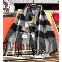 Top Quality Burberry Check Cashmere Long Scarf 32x180 0821 Black 2024