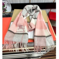 Shop Promotional Burberry Check Cashmere Long Scarf 32x180 082115 Pink 2024