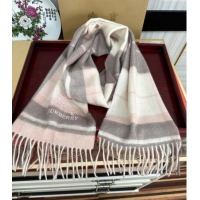 Well Crafted Burberry Check Cashmere Long Scarf 32x180 082109 Light Pink 2024