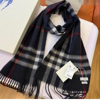 Well Crafted Burberry Check Cashmere Scarf B112511 Deep Blue 2024 Top Quality