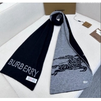 Famous Brand Burberry Equestrian Knight Cashmere Long Scarf 30x180cm 1128 Grey/Black 2024