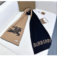 Luxurious Burberry Equestrian Knight Cashmere Long Scarf 30x180cm 1128 Beige/Black 2024