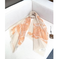 Top Design Burberry Equestrian Knight Wool Silk Blend Long Scarf 70x200cm 1128 Orange 2024