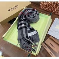 Luxurious Burberry Check Cashmere Scarf 30x168cm B011603 Grey 2025 Top Quality