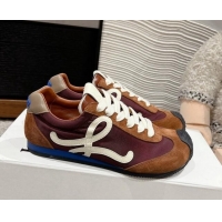 Purchase Loewe Ballet Runner 2.0 Sneakers in nylon and suede Dark Brown 1224033