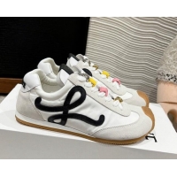 Good Quality Loewe Ballet Runner 2.0 Sneakers in nylon and suede with charm White/Black 1224037