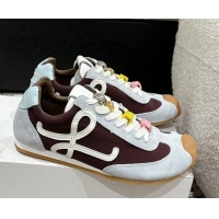 Low Price Loewe Ballet Runner 2.0 Sneakers in nylon and suede with charm Dark Brown/Light Grey 0221017