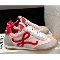 Luxurious Loewe Women Ballet Runner 2.0 Sneakers in nylon and suede Light Pink 0221024