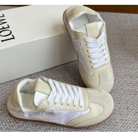 Hot Style Loewe Ballet Runner 2.0 Sneakers in calfskin, nylon and suede Light Beige/White 0221029