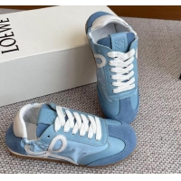 Sophisticated Loewe Ballet Runner 2.0 Sneakers in calfskin, nylon and suede Light Blue/White 0221030