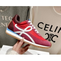 Top Design Loewe Flow Runner Sneakers in calfskin, nylon and suede Red 0221041