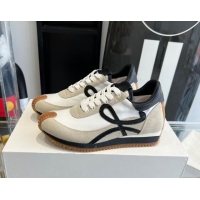 Good Looking Loewe Flow Runner Sneakers in calfskin, nylon and suede Grey/Black 0221053