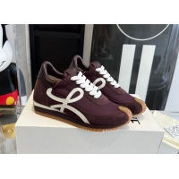 Sophisticated Loewe Flow Runner Sneakers in calfskin, nylon and suede Dark Purple 0221050