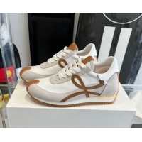 Best Price Loewe Flow Runner Sneakers in calfskin, nylon and suede White/Brown 0221055