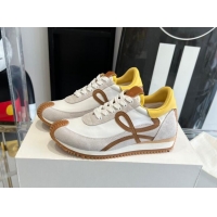 Good Quality Loewe Flow Runner Sneakers in calfskin, nylon and suede Yellow 0221056