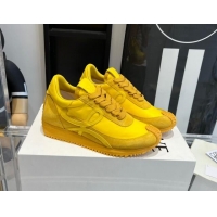 Perfect Loewe Flow Runner Sneakers in calfskin, nylon and suede Yellow 0221071