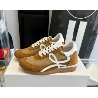 Hot Style Loewe Flow Runner Sneakers in calfskin, nylon and suede Brown/Beige 0221061