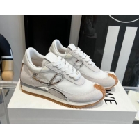 Charming Loewe Flow Runner Sneakers in Mesh and suede White/Silver 0221069