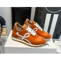 Buy Discount Loewe Flow Runner Sneakers in calfskin, nylon and suede Orange 0221075